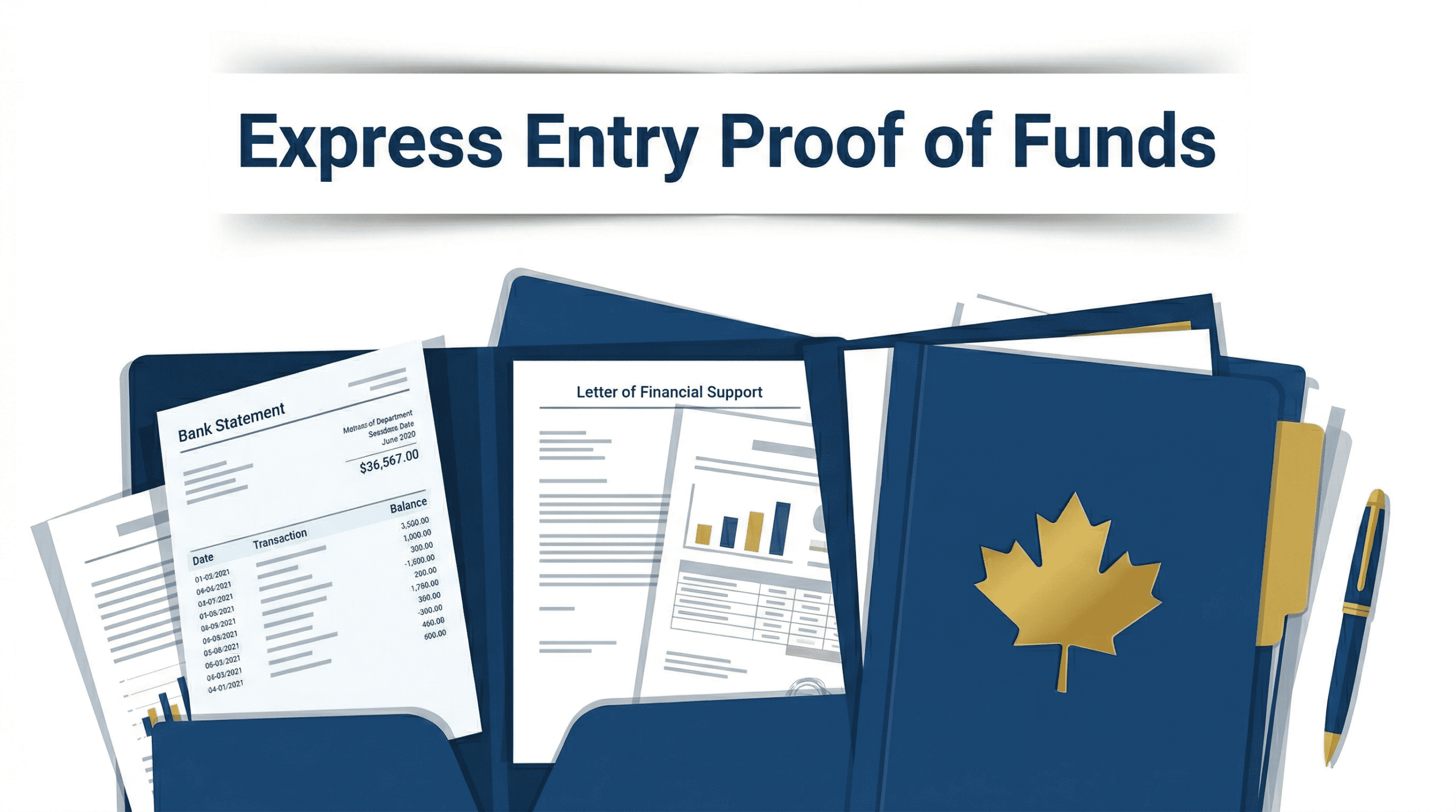 Express entry proof of funds document checklist showing bank statements and account letters for IRCC application
