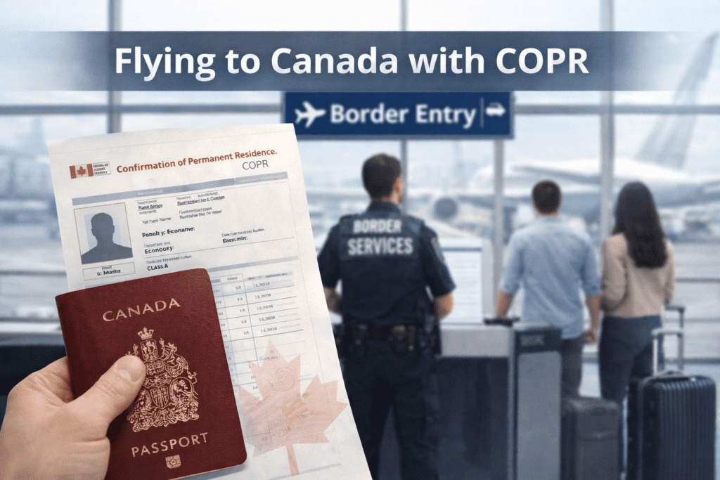 Flying to Canada with COPR confirmation of permanent residence document at airport border entry for new permanent residents