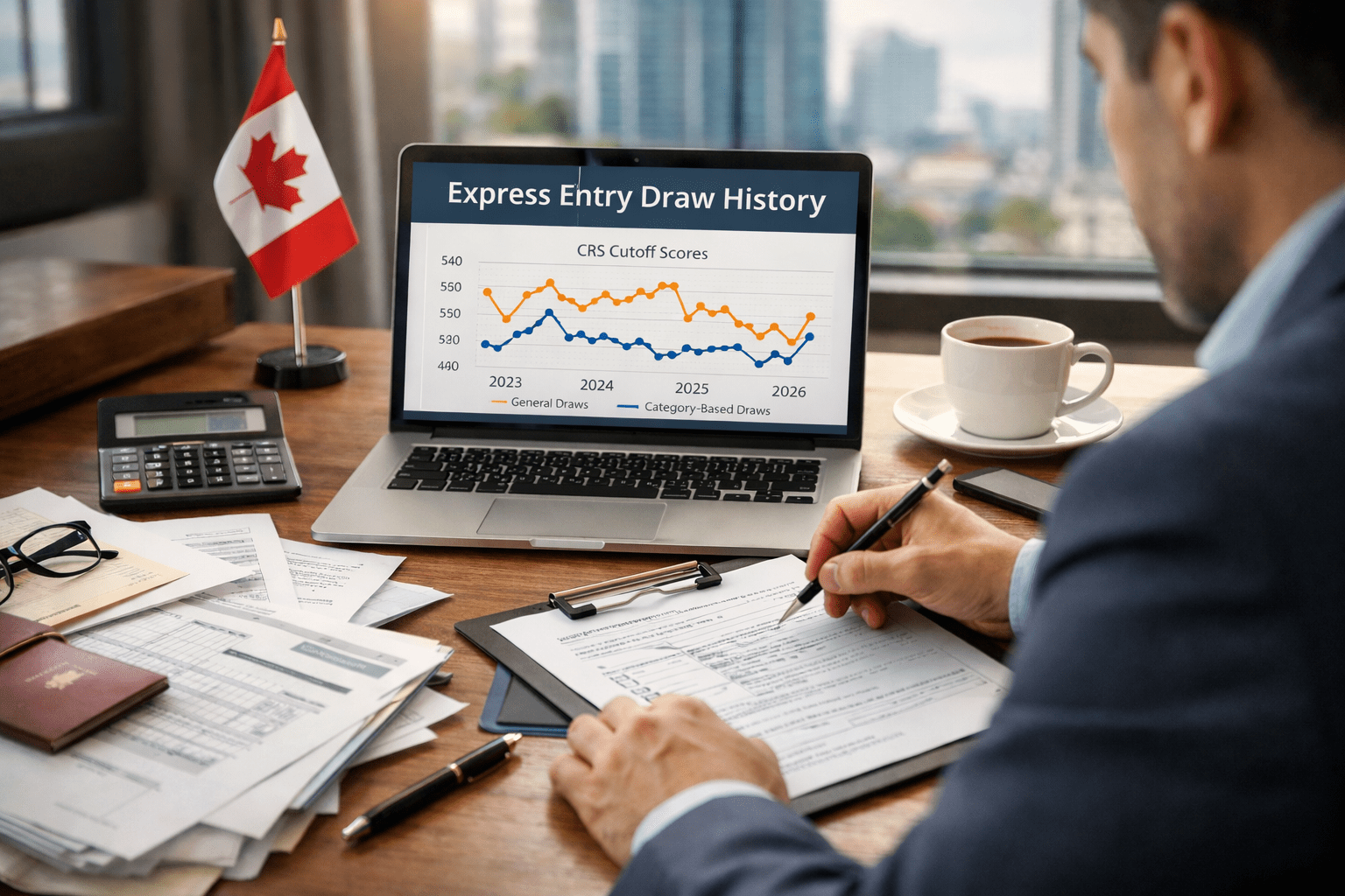 express entry draw history CRS score cutoff trends Canada 2026