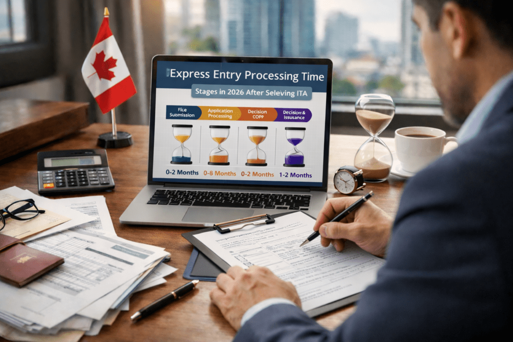 express entry processing time stages Canada permanent residence application 2026
