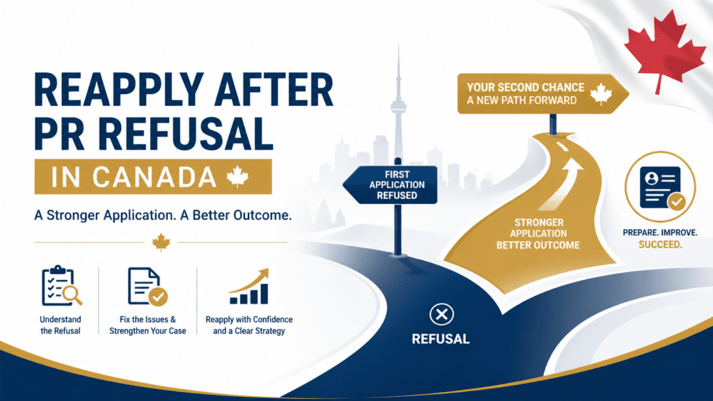 Reapply after PR refusal Canada showing steps to build a stronger permanent residence application after IRCC refusal decision